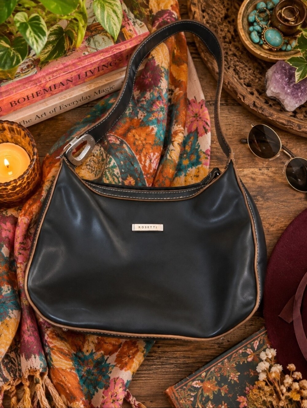4/$15 Rosetti Black Shoulder Bag 90s Minimalist Y2K Quiet Luxury Indie Sleaze